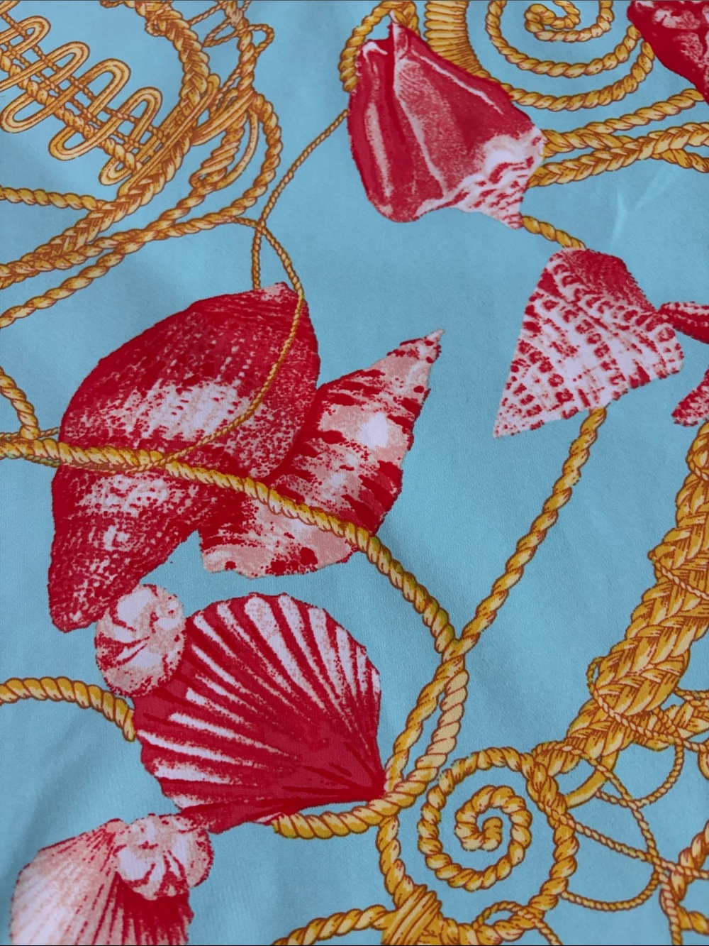 J. McLaughlin Aqua Shell & Rope Print Halter Dress Catalina Cloth Large - Picture 6 of 8